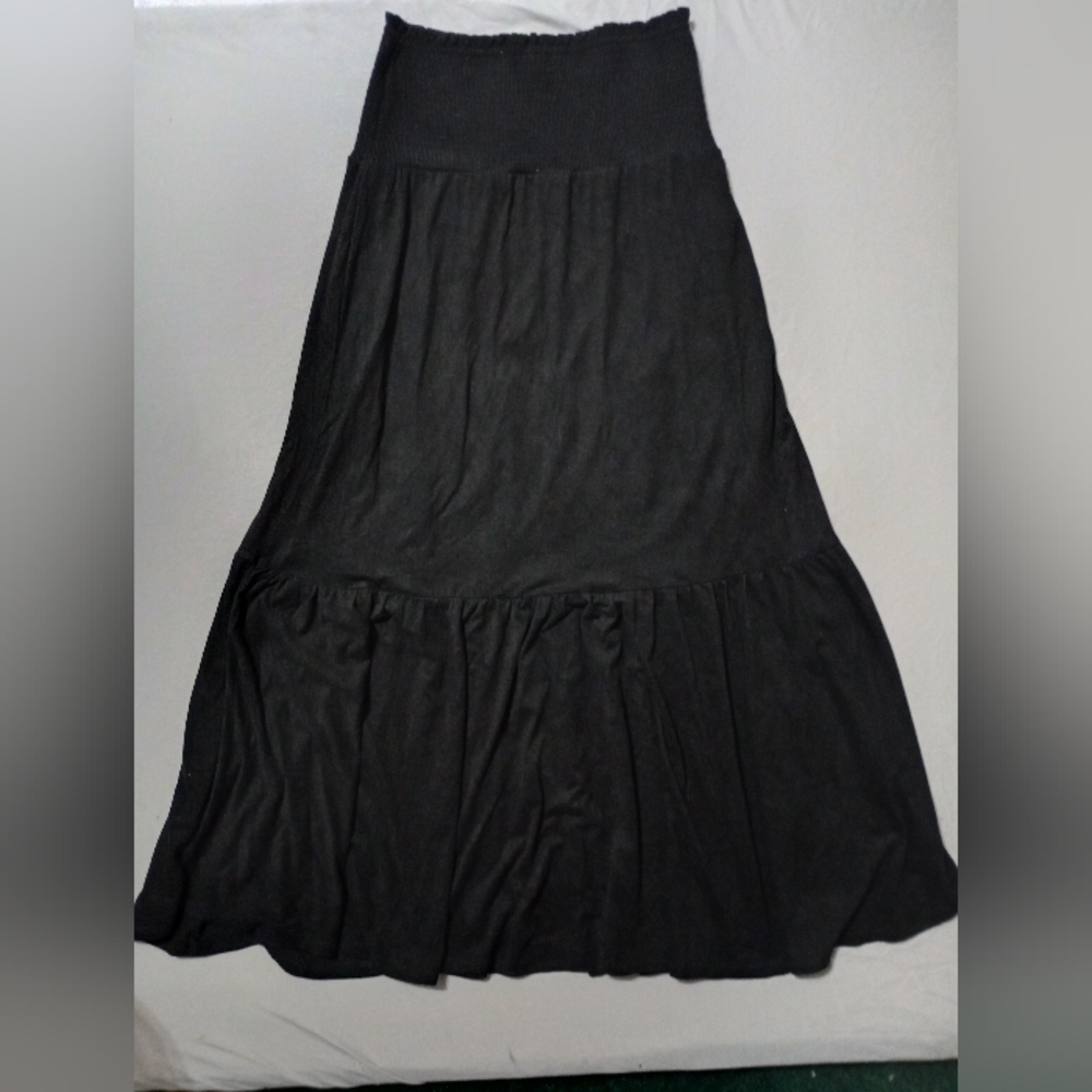 Cactus + Pearl Black Strapless Dress NWT Sz S Gauzy Velvet Stretch Midi Beach